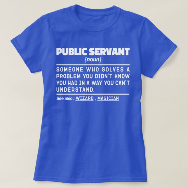 Public Servant Noun Government Worker Funny T-Shirt (Design Front)