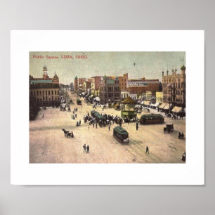 Public Square, Lima, Ohio Vintage Poster