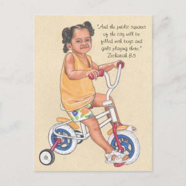 Public squares with boys & girls~Scripture~Postcar Postcard (Front)