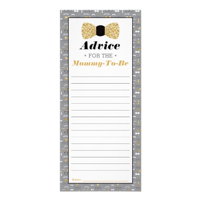 Publicitaire Carte de conseil baby shower, Cravate Bow (Devant)