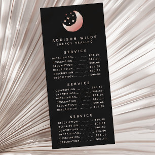 Publicitaire Carte de prix en croissant de lune en or rose céle
