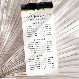 Publicitaire Carte de rack aquarelle noire et or