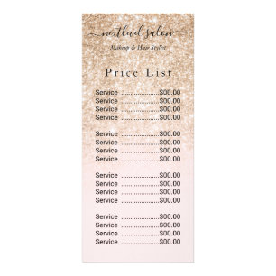 Publicitaire Carte de tarif minimaliste de salon de coiffure or