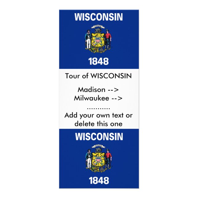 Publicitaire Carte en rack avec Drapeau du Wisconsin, États-Uni (Devant)