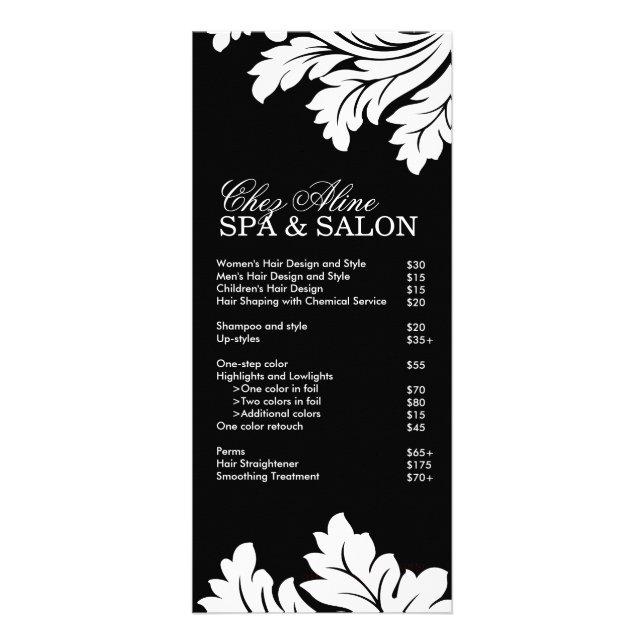 Publicitaire Carte en rack Salon et Spa (Devant)