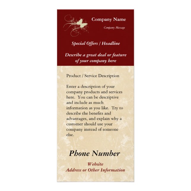 Publicitaire Carte faite sur commande de support, papillon (Devant)