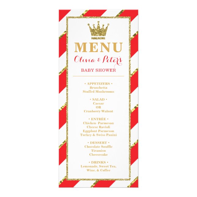 Publicitaire Carte menu, Baby shower, Prince, Pack 25 (Devant)