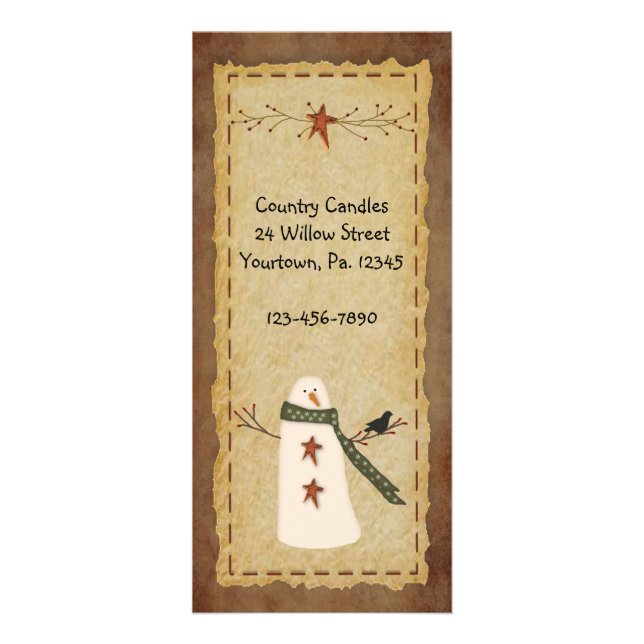 Publicitaire Carte primitive de support de bonhomme de neige (Devant)