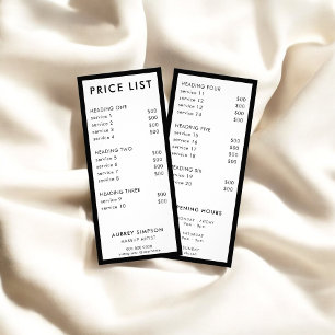 Publicitaire Carte rack de tarif minimal
