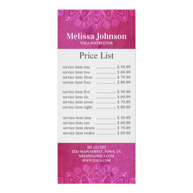 Publicitaire Carte Rack Mandala Yoga Rose (Devant)