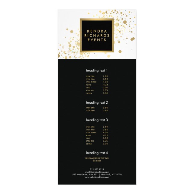 Publicitaire Faux Gold Confetti sur carte en rack blanc moderne (Devant)