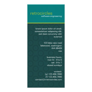 Publicitaire Rétros cercles verts et carte turquoise de suppor