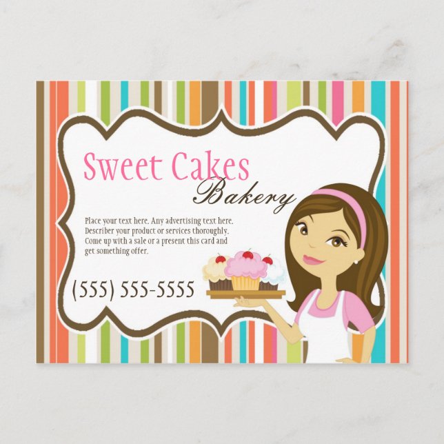 Publicité Carte Boulangerie Brunette Baker Cup Cak (Devant)