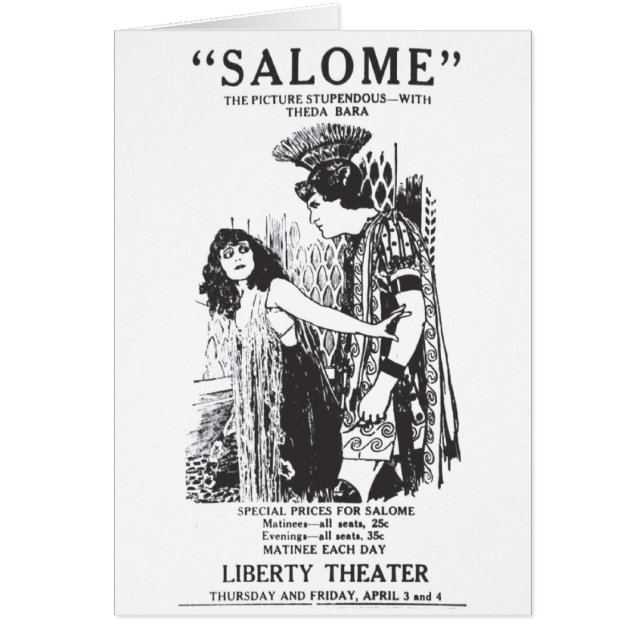 Publicité de film silencieux de Theda Bara SALOME (Devant)