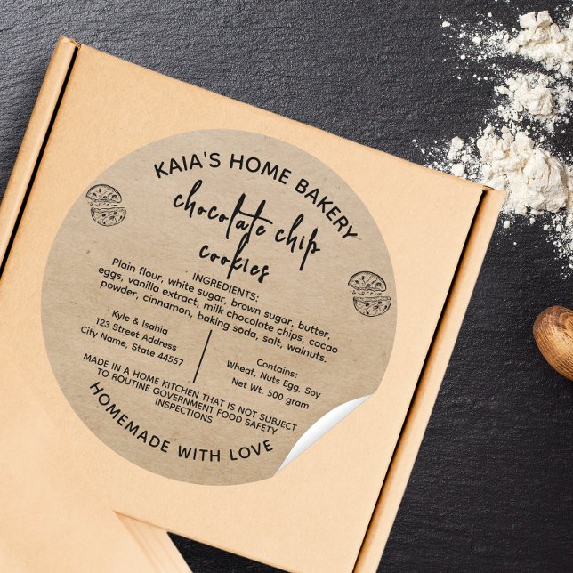 Puce de chocolat rustique Étiquette de cookies (Créateur téléchargé)