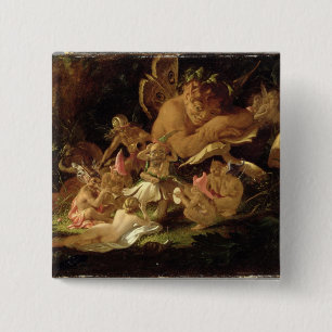 Puck and Fairies, from 'A Midsummer Night's Dream' 2 Inch Square Button