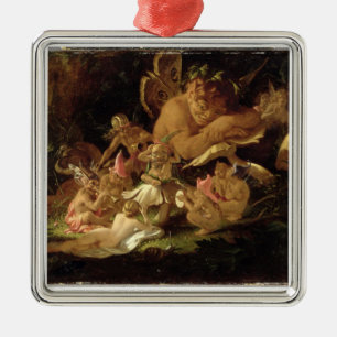 Puck and Fairies, from 'A Midsummer Night's Dream' Metal Ornament