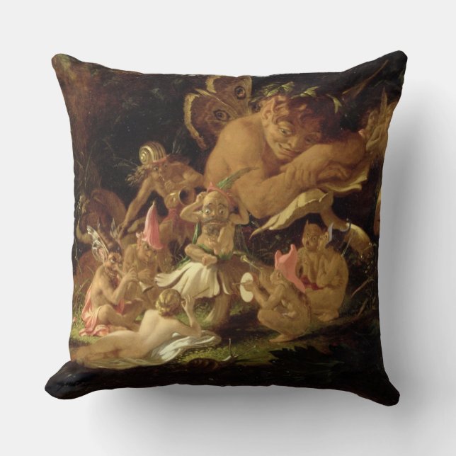 Puck and Fairies, from 'A Midsummer Night's Dream' Throw Pillow (Front)