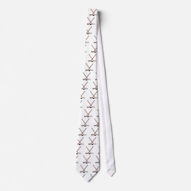 puck and hockey sticks design tie (Front)