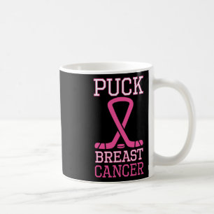 Puck Breast Cancer Pink Ribbon Ice Hockey Cancer D Coffee Mug