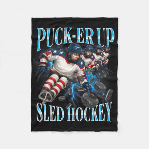 Puck-er Up Sled Hockey Women’s And Girls' Team Spo Fleece Blanket