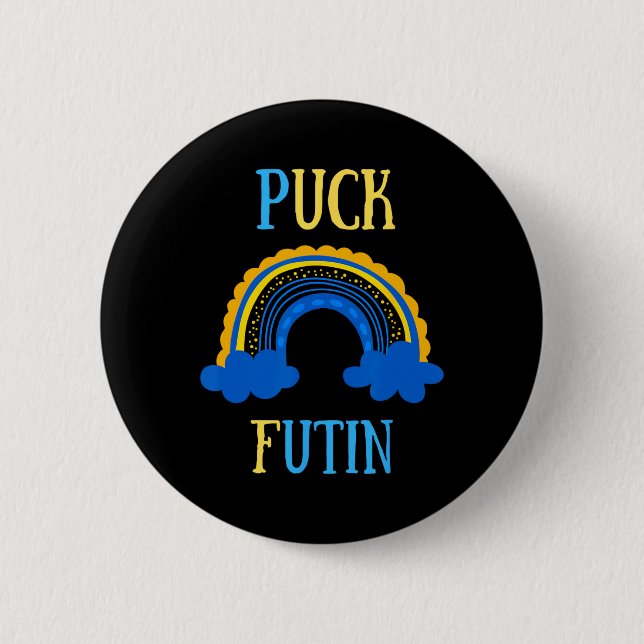 Puck Futin Meme Funny Design Ukraine Russia  2 Inch Round Button (Front)
