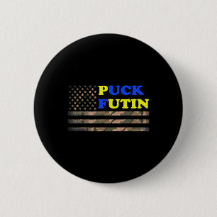 Puck Futin Stand I With Ukraine America Flag  2 Inch Round Button