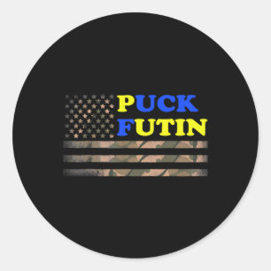 Puck Futin Stand I With Ukraine America Flag Classic Round Sticker