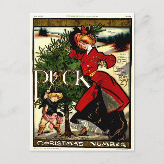 Puck Magazine Christmas 1900 Holiday Postcard (Front)