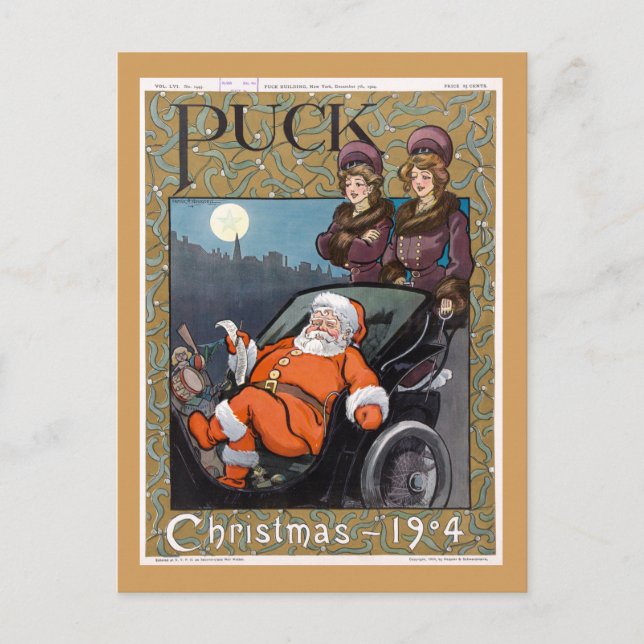 Puck Magazine Cover Christmas 1904 Holiday Postcard (Front)