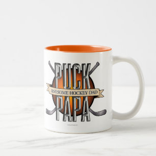 Puck Papa (Hockey Dad) Two-Tone Coffee Mug