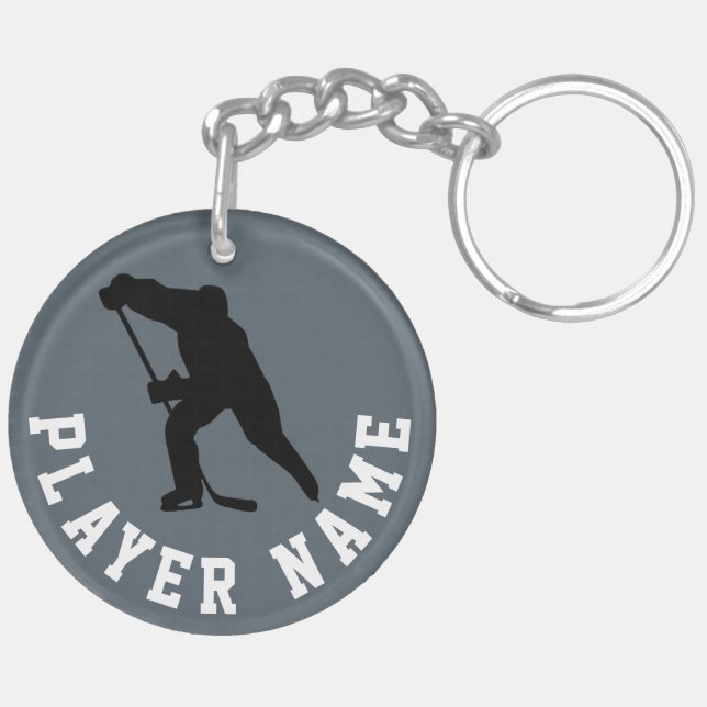 Puck & Player, Ice Hockey Key Chain (Back Left)