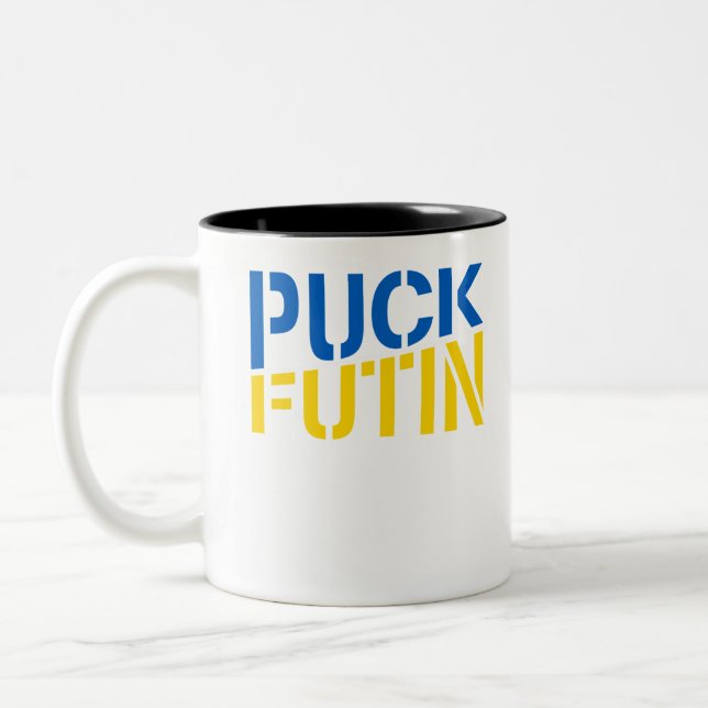 Puck putin Two-Tone coffee mug (Left)