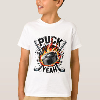Puck Yeah Funny Hockey Dad Mom Ice Hockey Players  T-Shirt