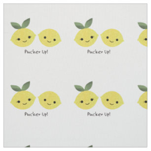 Pucker up Cute Kawaii Lemons Fabric