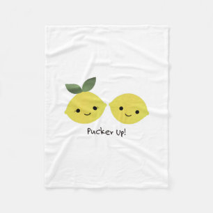 Pucker up Cute Kawaii Lemons Fleece Blanket