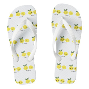 Pucker up Cute Kawaii Lemons Flip Flops