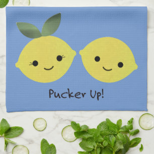 Pucker up Cute Kawaii Lemons Kitchen Towel