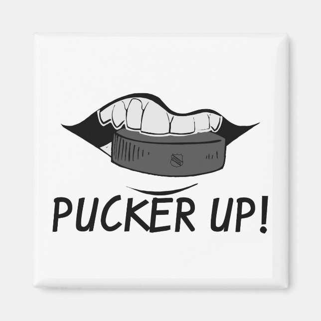Pucker Up Hockey Magnet (Front)
