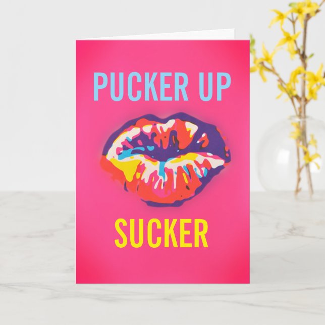 Pucker Up Sucker Card (Yellow Flower)
