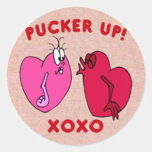 Pucker Up Valentine Hearts Stickers