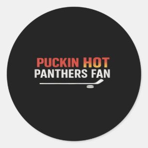 Puckin Hot Panthers Fan Funny Cute Hockey Stick An Classic Round Sticker