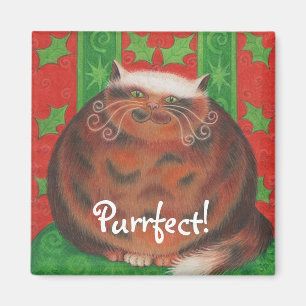 Pud de Noël 'Purrfect' aimant frigo carré