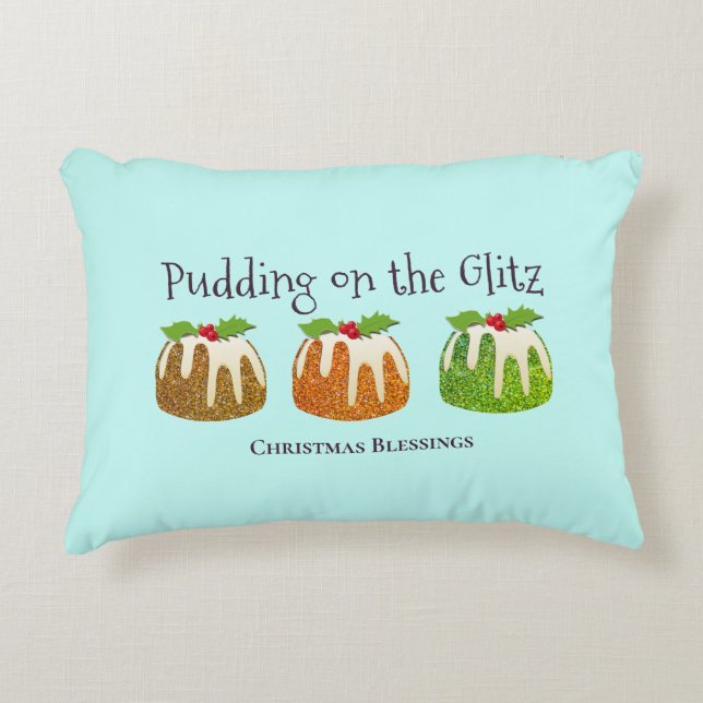 PUDDING ON GLITZ | Personalized Christmas Accent Pillow (Front)
