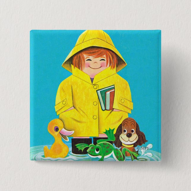 Puddles of Fun 2 Inch Square Button (Front)