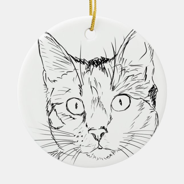 Puddy Cat Ceramic Ornament (Front)