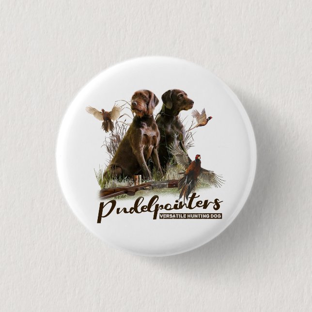 Pudelpointers, Hunting pheasant  1 Inch Round Button (Front)