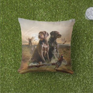 Pudelpointers, Hunting pheasant   Outdoor Pillow