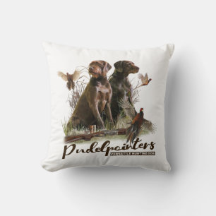 Pudelpointers, Hunting pheasant    Throw Pillow