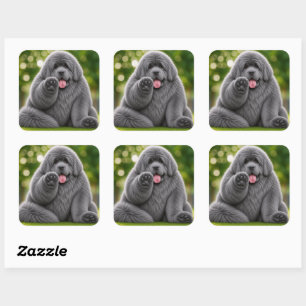 Pudgy Newfoundland Grey newfie Square Sticker